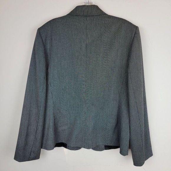 Tahari Black Checker Single Breasted One Button Peak Lapel Collar Blazer Size 14 - Picture 2 of 9